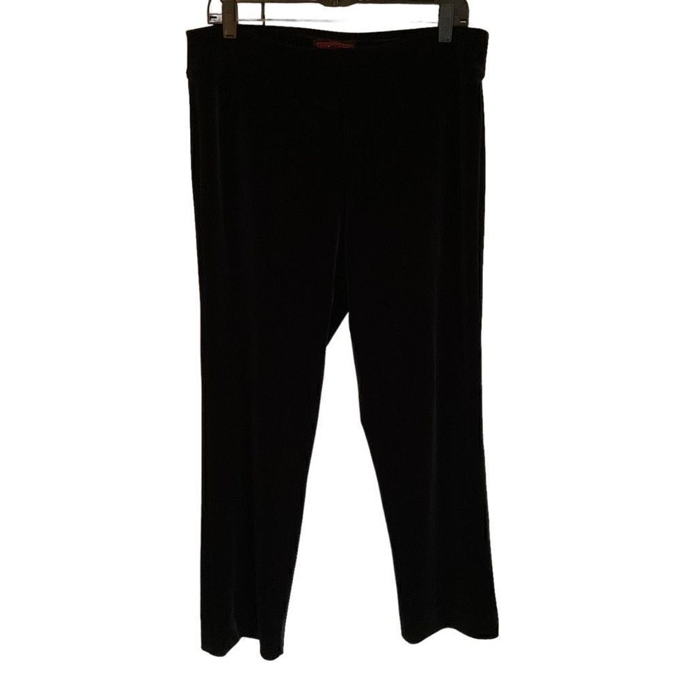 Krazy Larry Pants Black Velvet Flat Front Pull on Elastic Waist Band Size 14